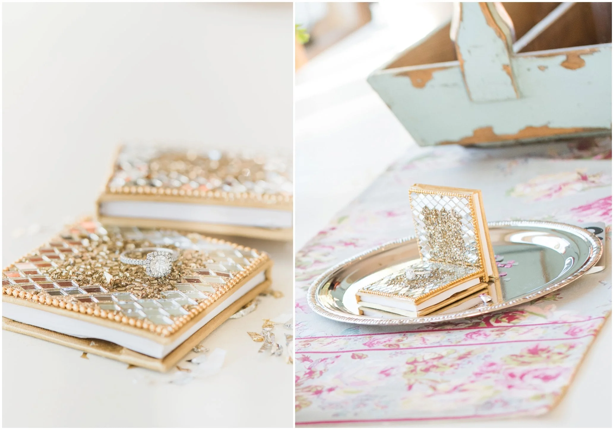 Here are some of my pretty little helpers when creating the image. The ring is sitting on top of these little memo pads I found in Pier 1 imports!