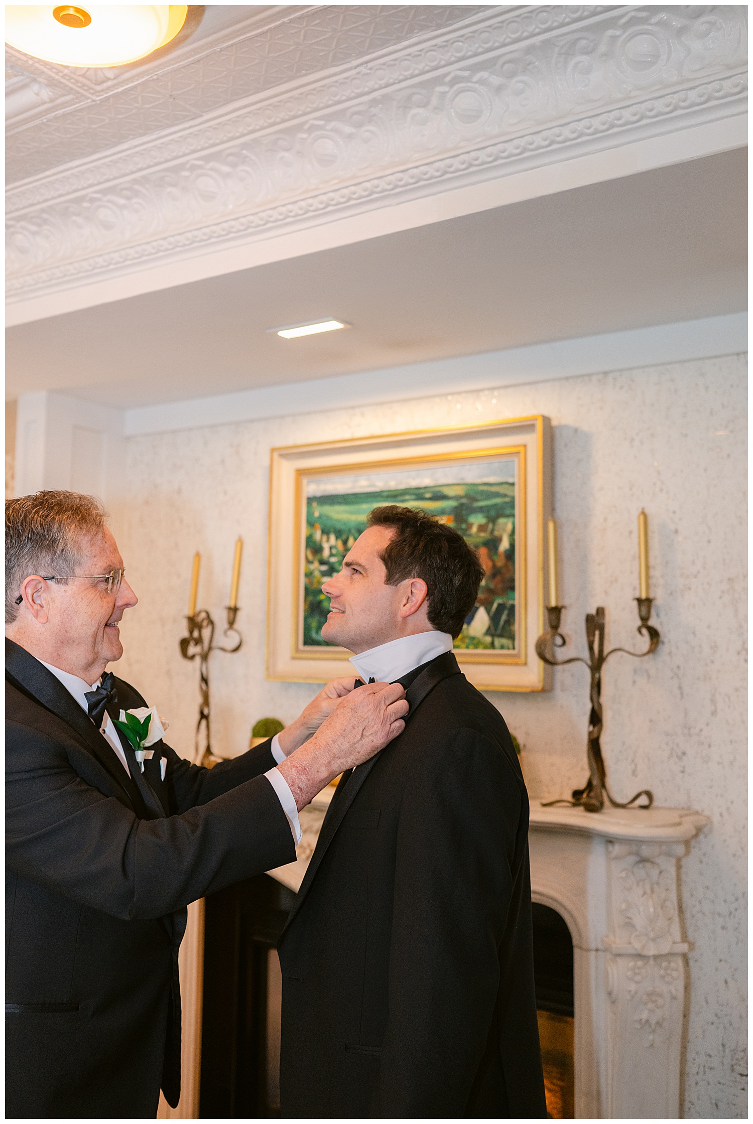 spring lake, nj wedding dad and son getting ready
