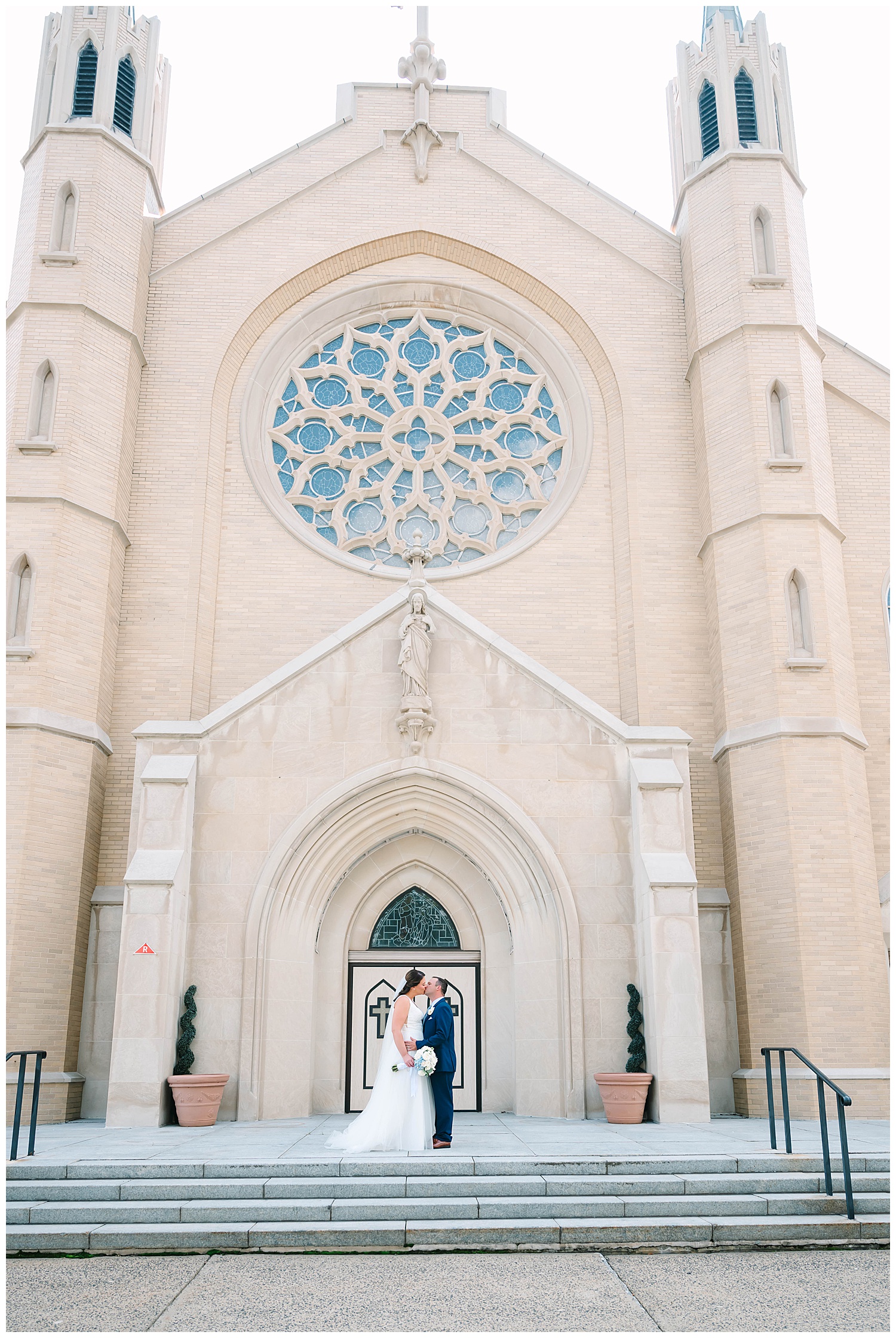portrait on wedding day at church