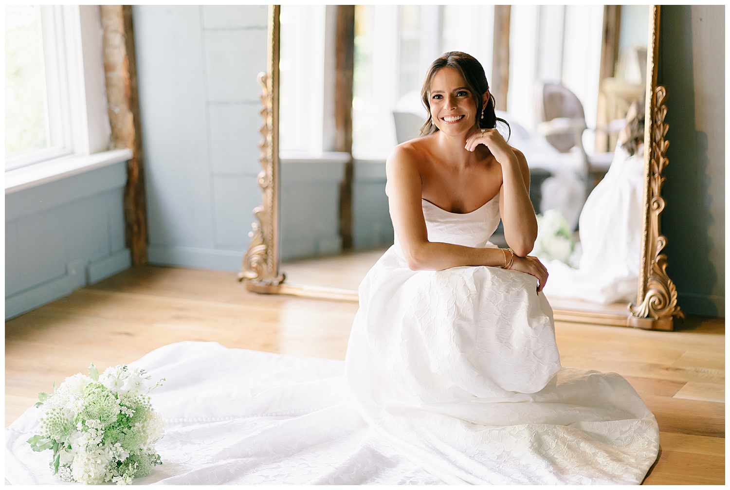 bridal portrait in the mirror